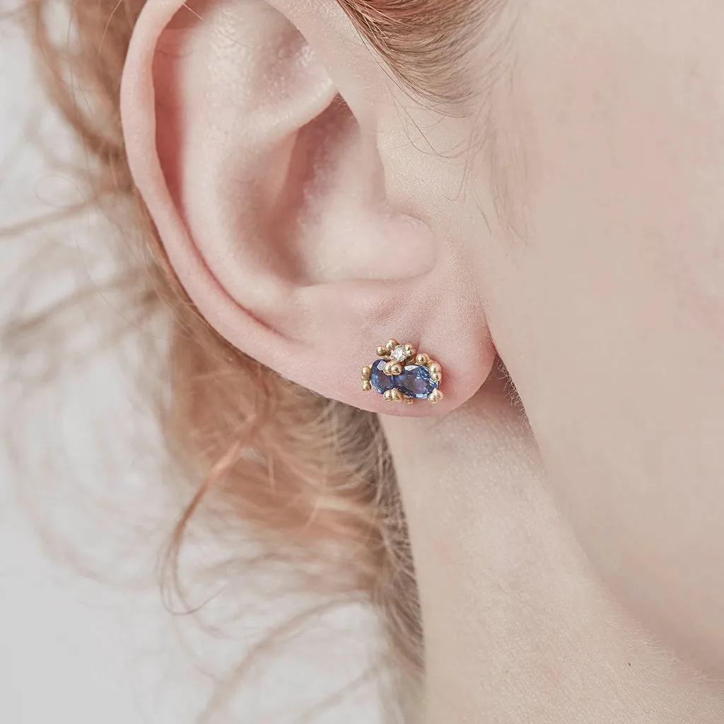 Sapphire Studs with Diamonds