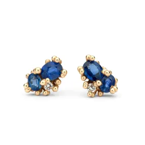 Sapphire Studs with Diamonds