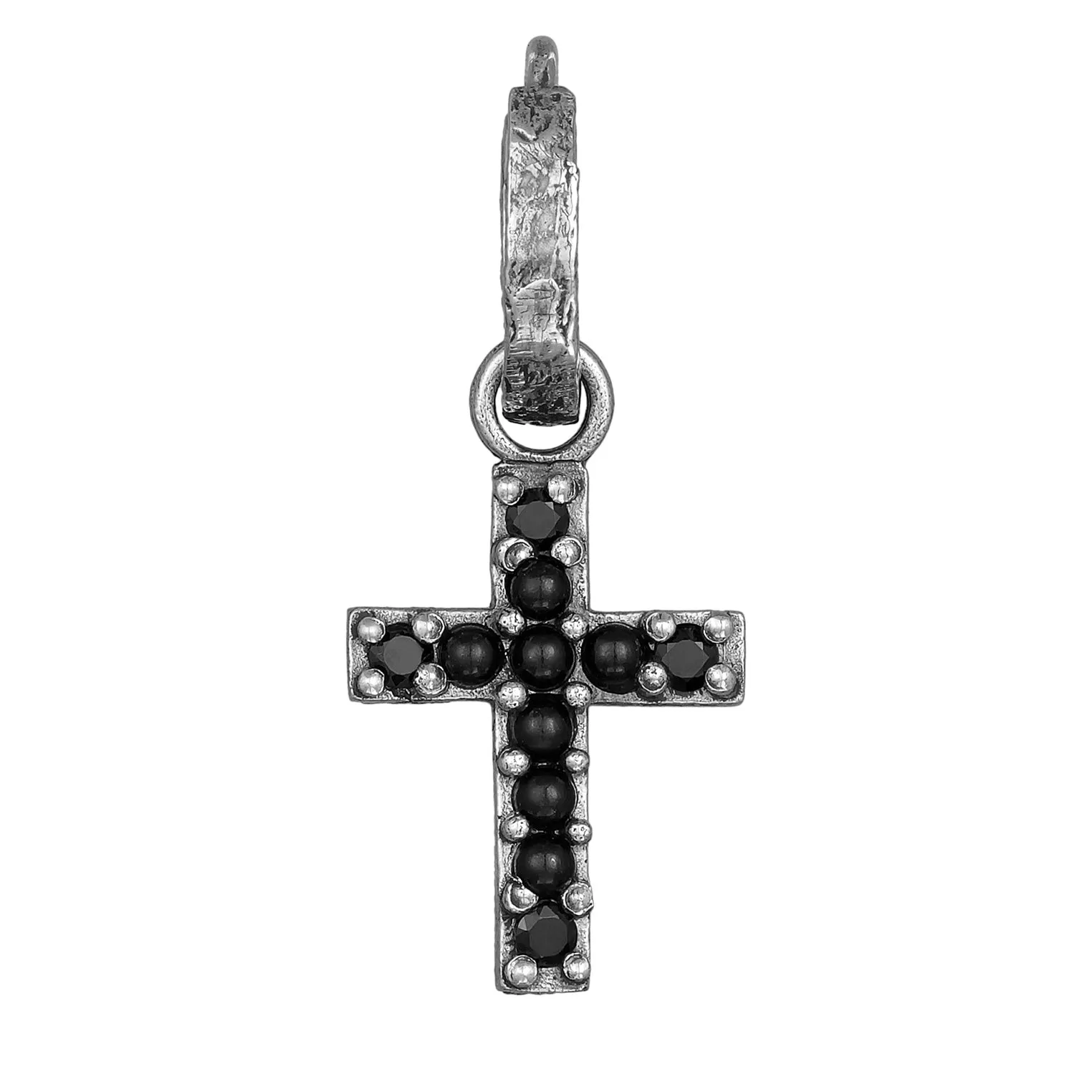 Schwarze Edelstein Kreuz Ohrring