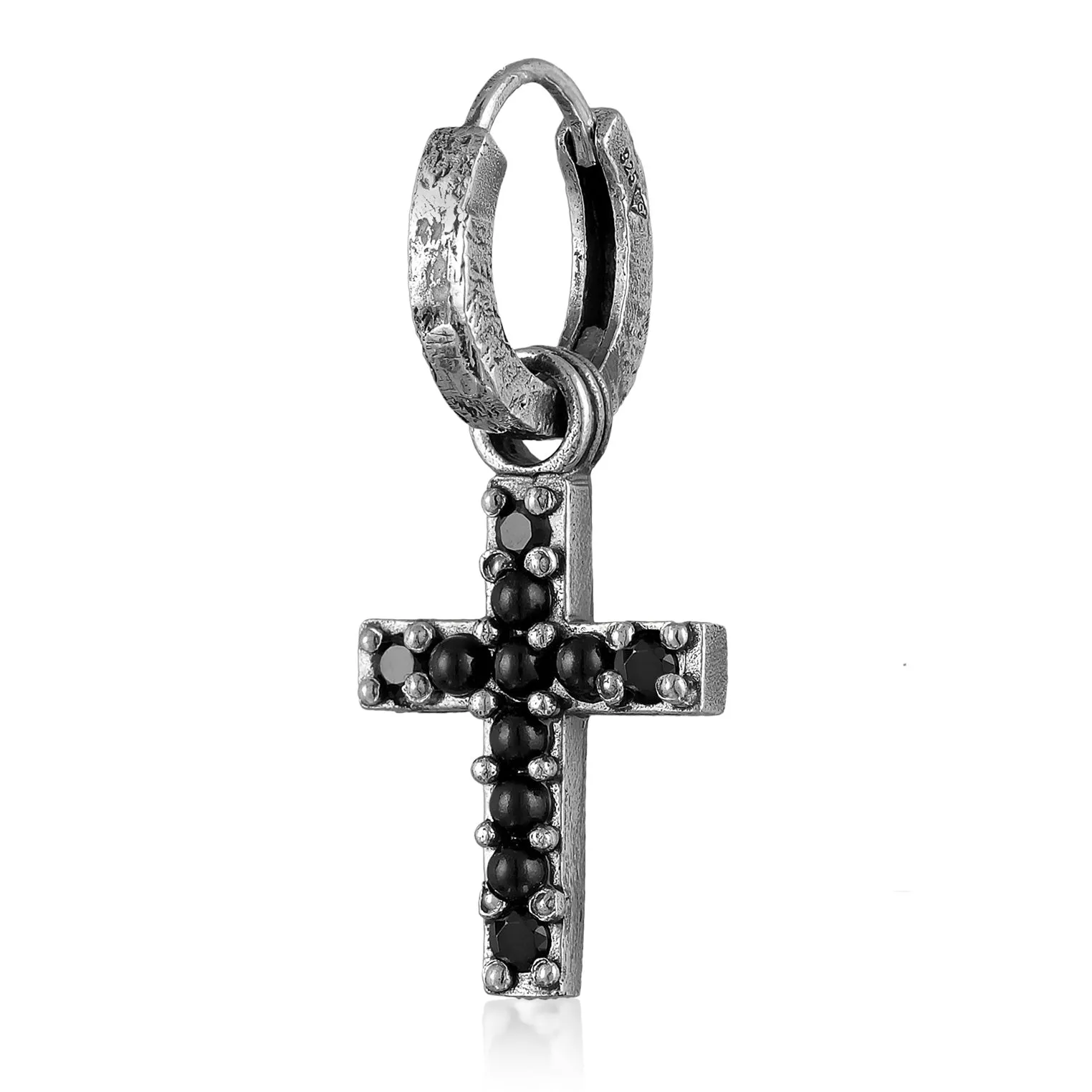 Schwarze Edelstein Kreuz Ohrring