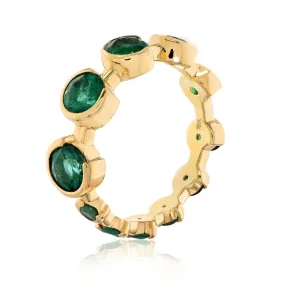 Semi Bezel Graduated Green Emerald Eternity Ring