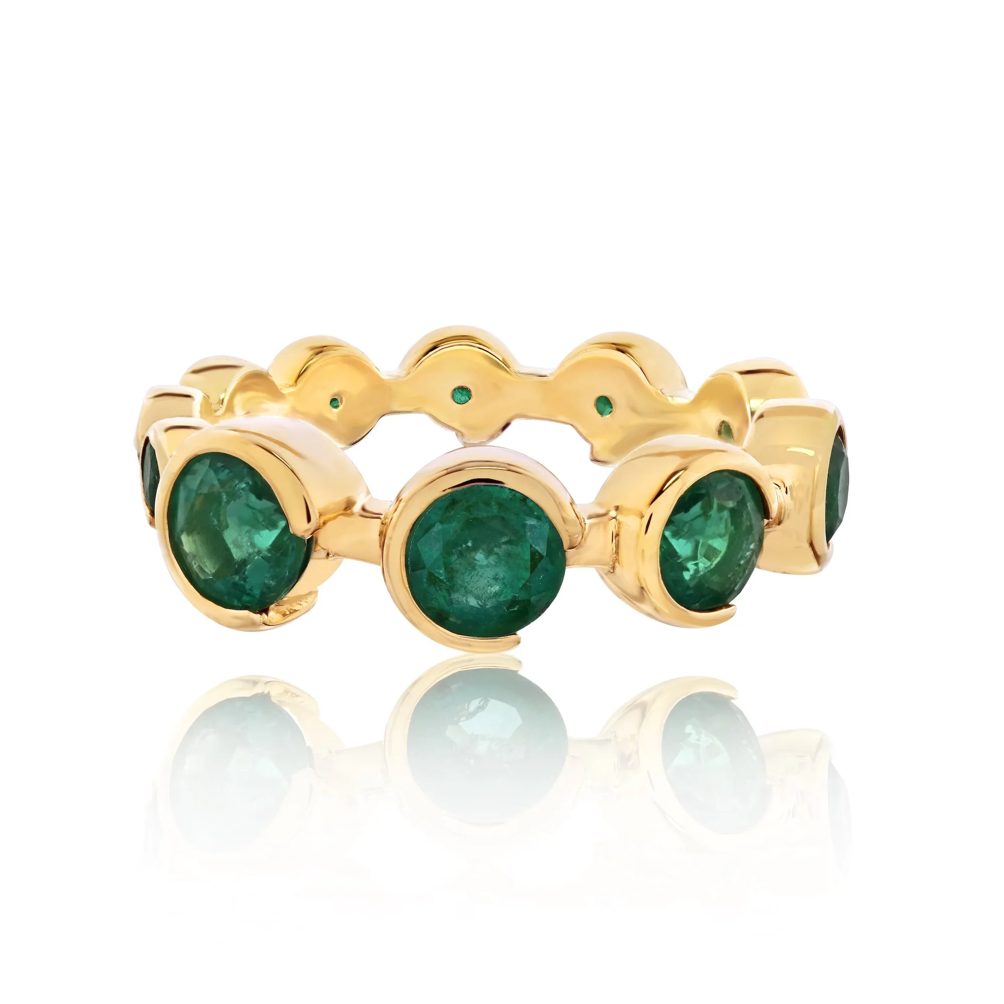 Semi Bezel Graduated Green Emerald Eternity Ring