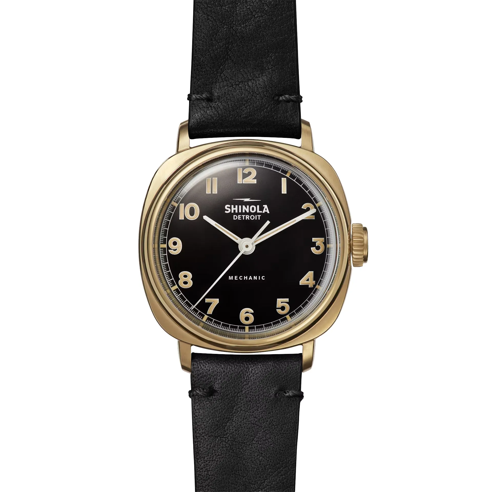 Shinola 39mm The Mechanic Watch Black Dial & Gold Case S0120273242