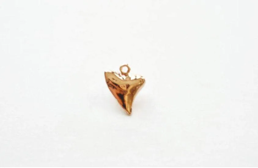 Shiny Pink Wholesale Rose Gold Vermeil Shark Tooth Charm- Small Vermeil Shark Tooth, , 18k gold over Sterling Silver Shark Tooth, Fish Tooth, 73