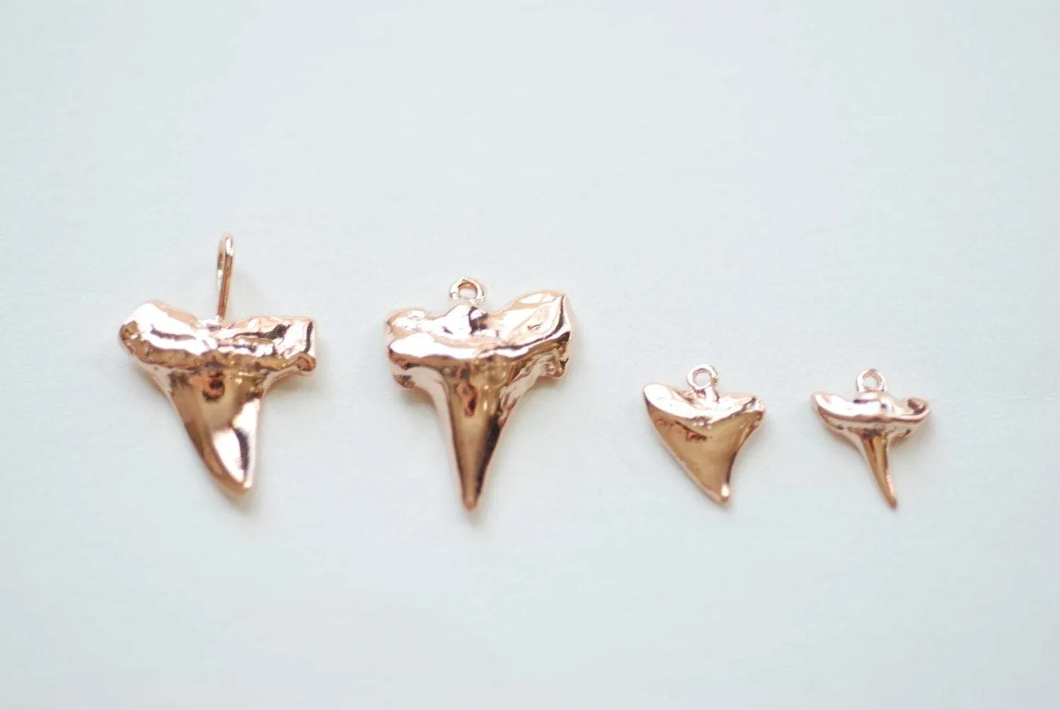 Shiny Pink Wholesale Rose Gold Vermeil Shark Tooth Charm- Small Vermeil Shark Tooth, , 18k gold over Sterling Silver Shark Tooth, Fish Tooth, 73