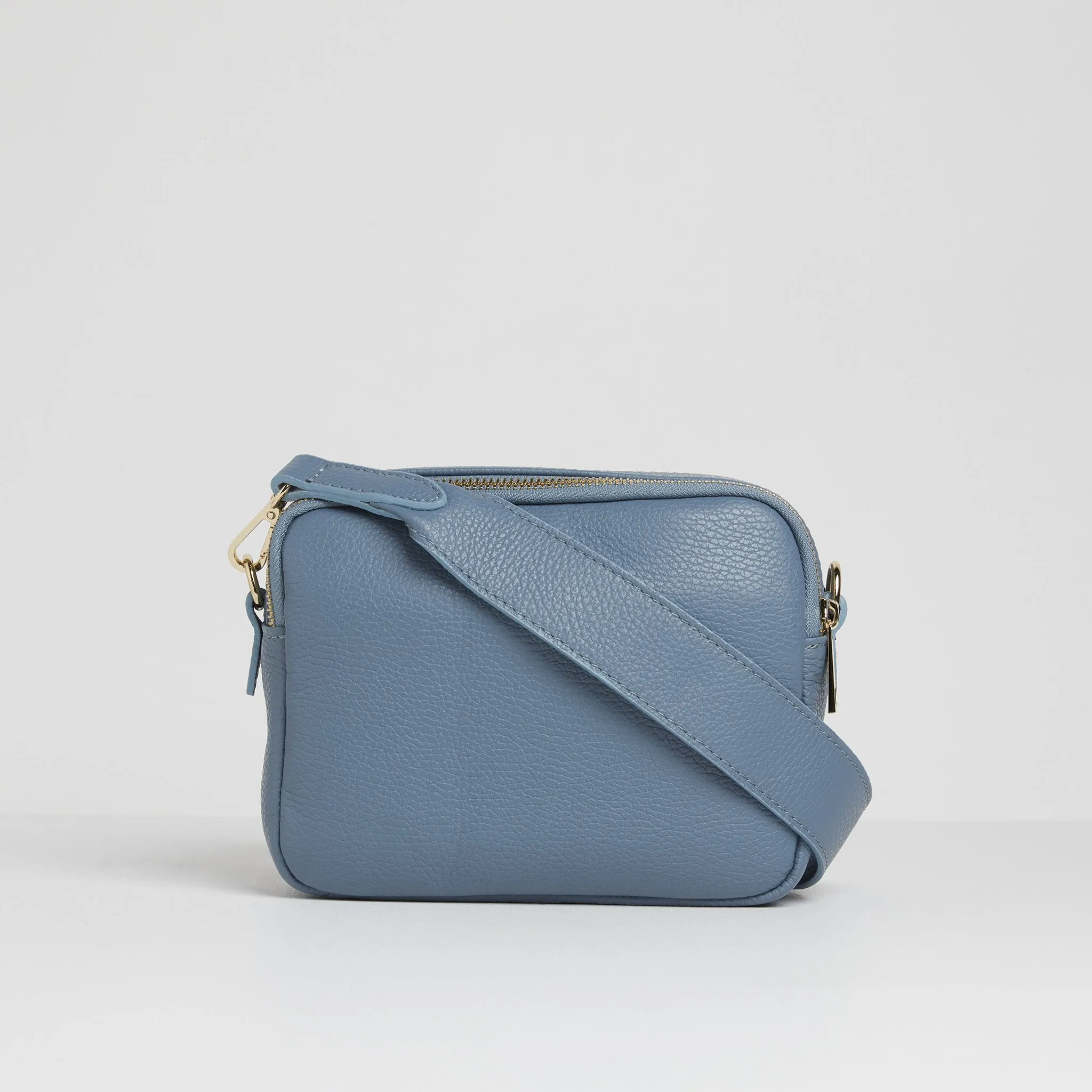 Sienna Crossbody Bag in Denim Blue with Orange Aztec Strap