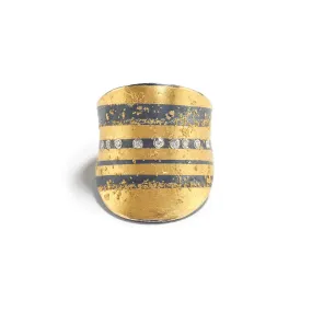 Silver & Gold Striped Ring