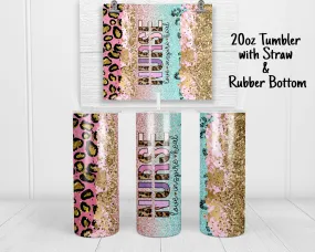 Skinny Tumbler | Nurse Blue Pink Glitter