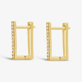 Square 0.5 U-Hoop 0.10CT Diamond Earrings