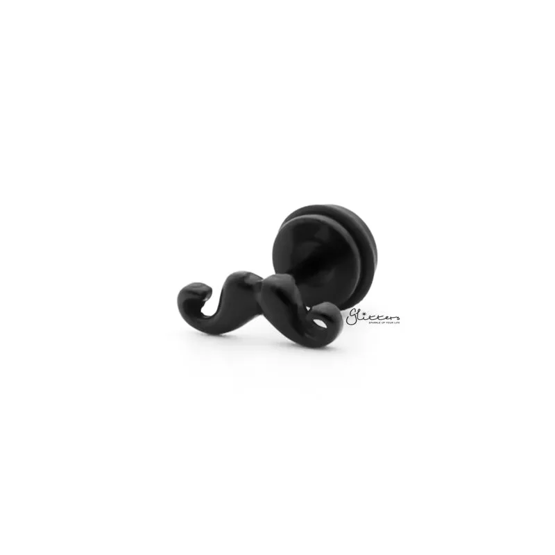 Stainless Steel Moustache Fake Plug Earring - Black