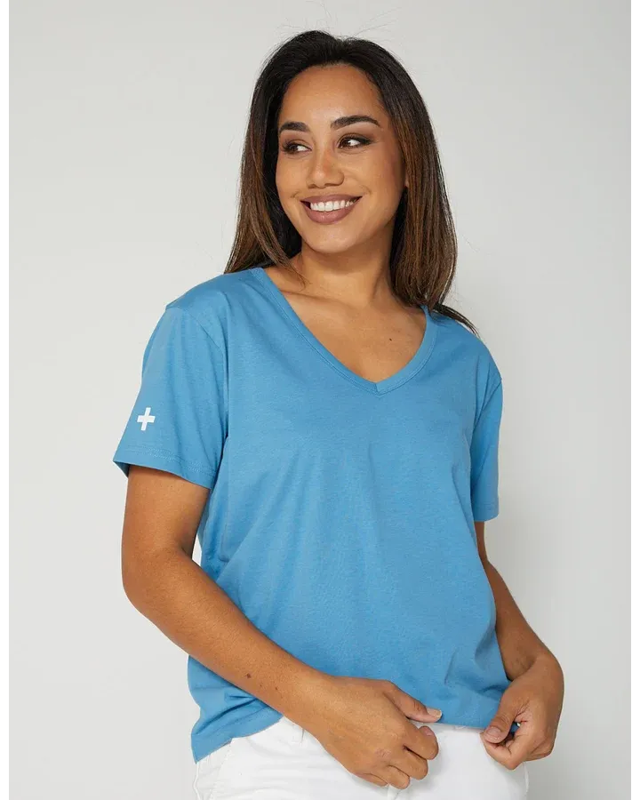 Stella   Gemma Villa V-Neck Tee - Oil Blue