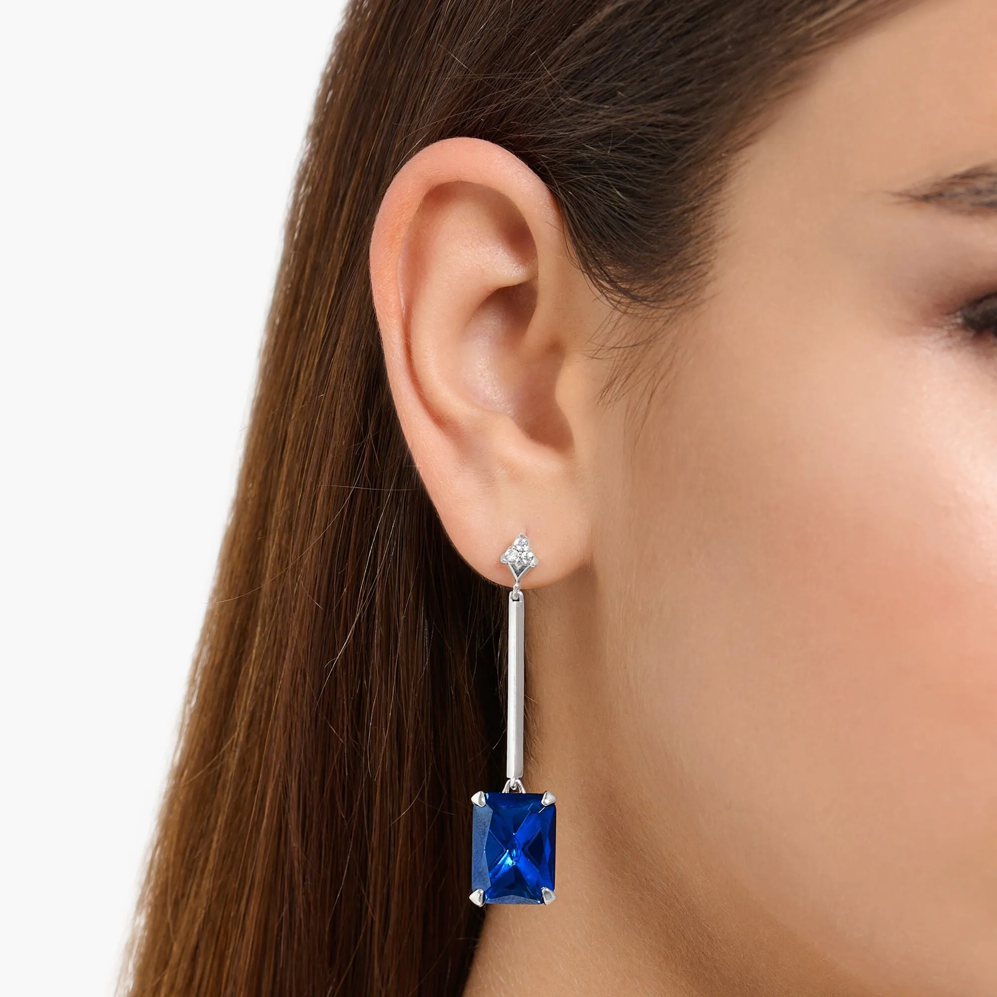 STERLING SILVER HERITAGE BLUE STONE DROP EARRINGS