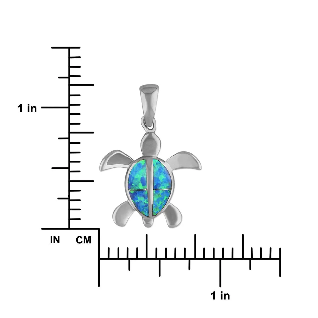 Sterling Silver Synthetic Blue Opal Turtle Pendant Necklace, 16 2" Extender