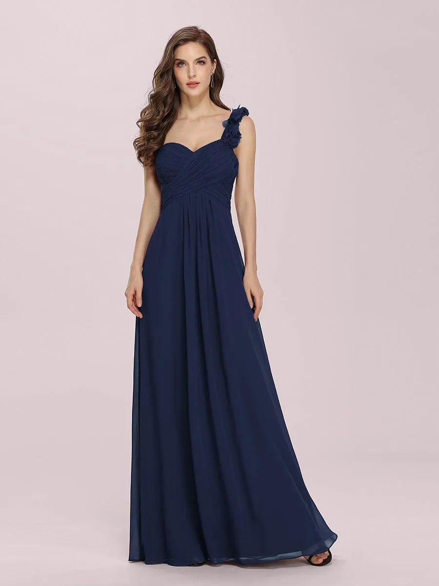 Sweet Pleated Bodice One Shoulder Chiffon Bridesmaid Dress