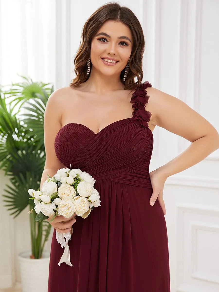 Sweet Pleated Bodice One Shoulder Chiffon Bridesmaid Dress