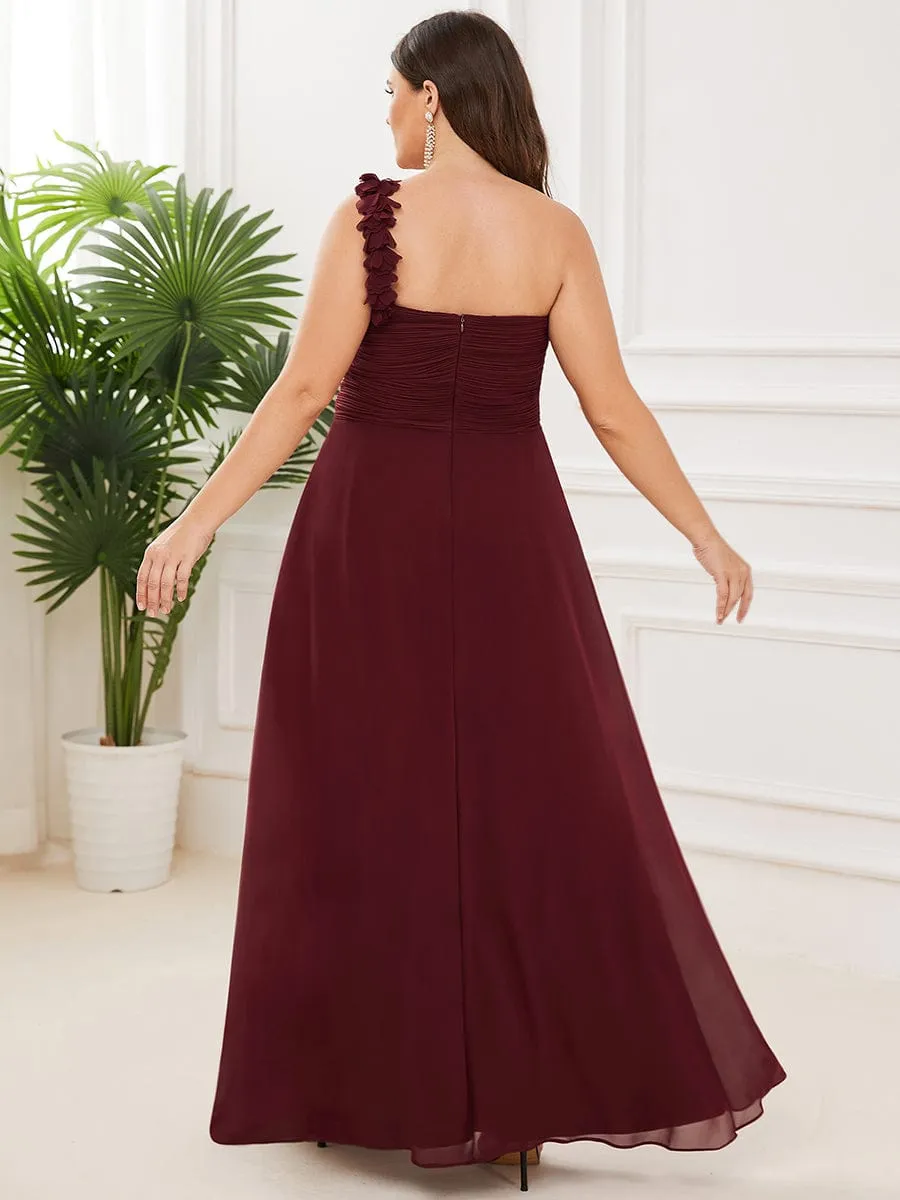 Sweet Pleated Bodice One Shoulder Chiffon Bridesmaid Dress