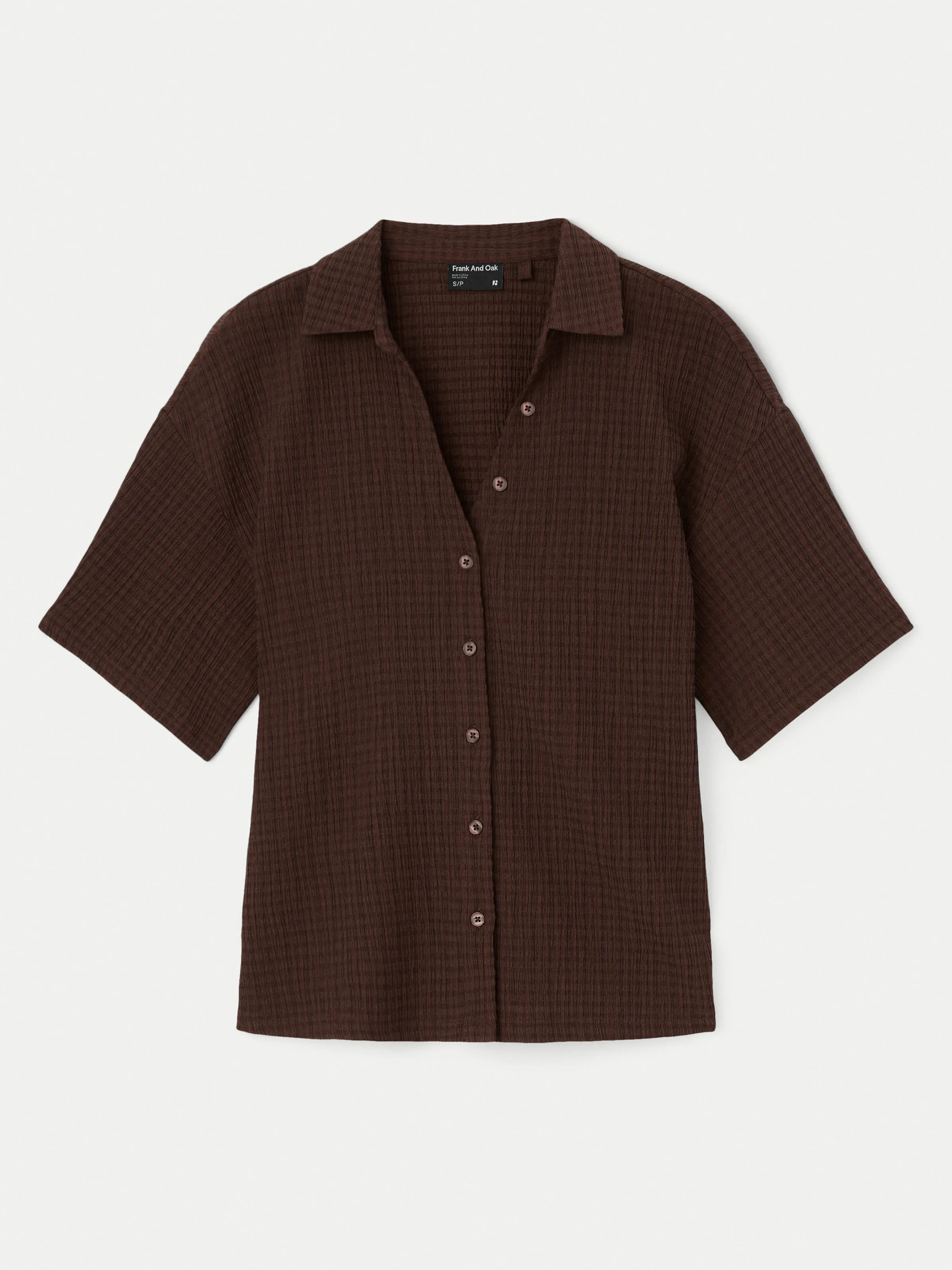 The Crinkle Textured Blouse in Mahogany