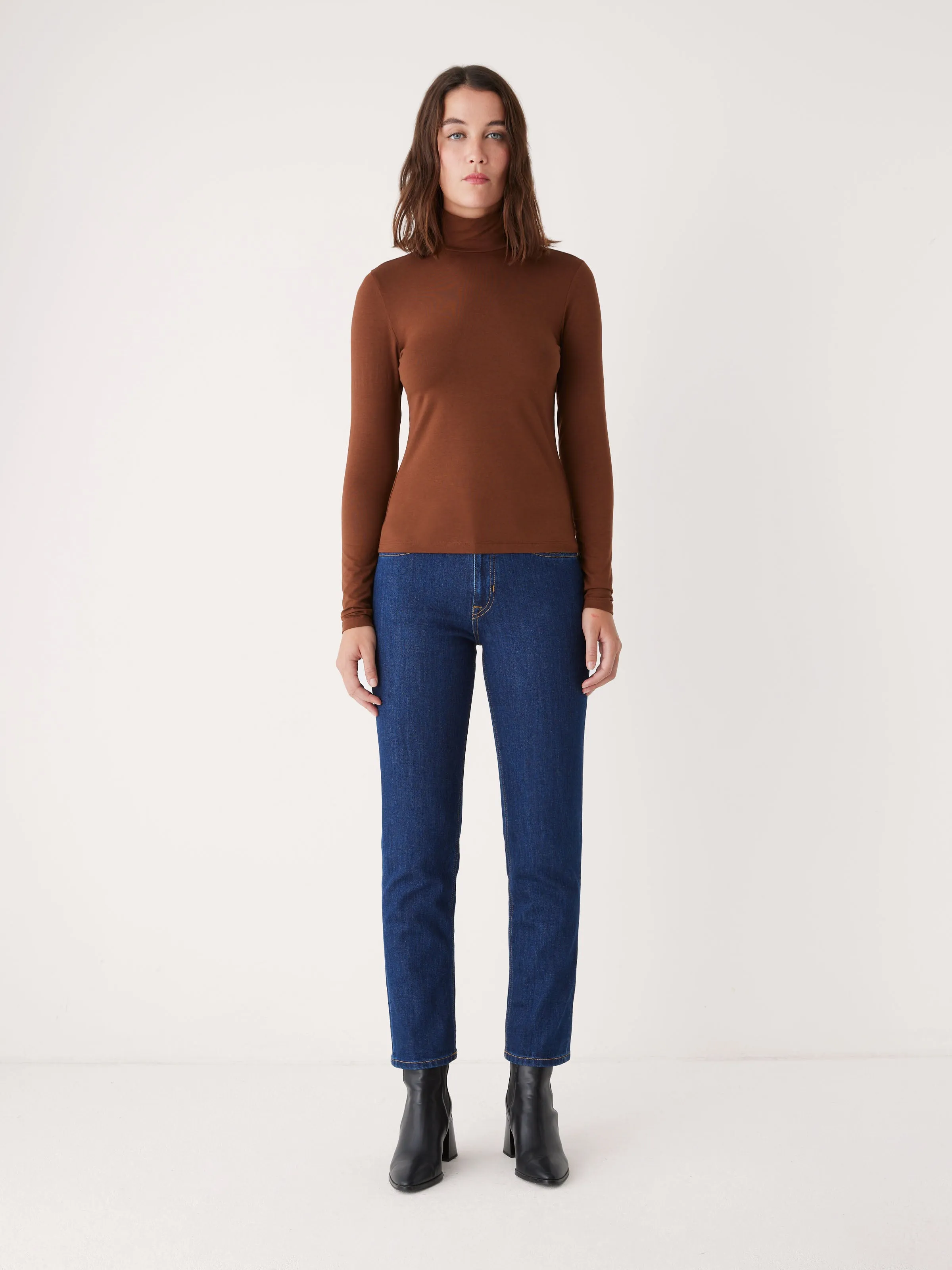 The Essential Long Sleeve Mockneck in Cappuccino