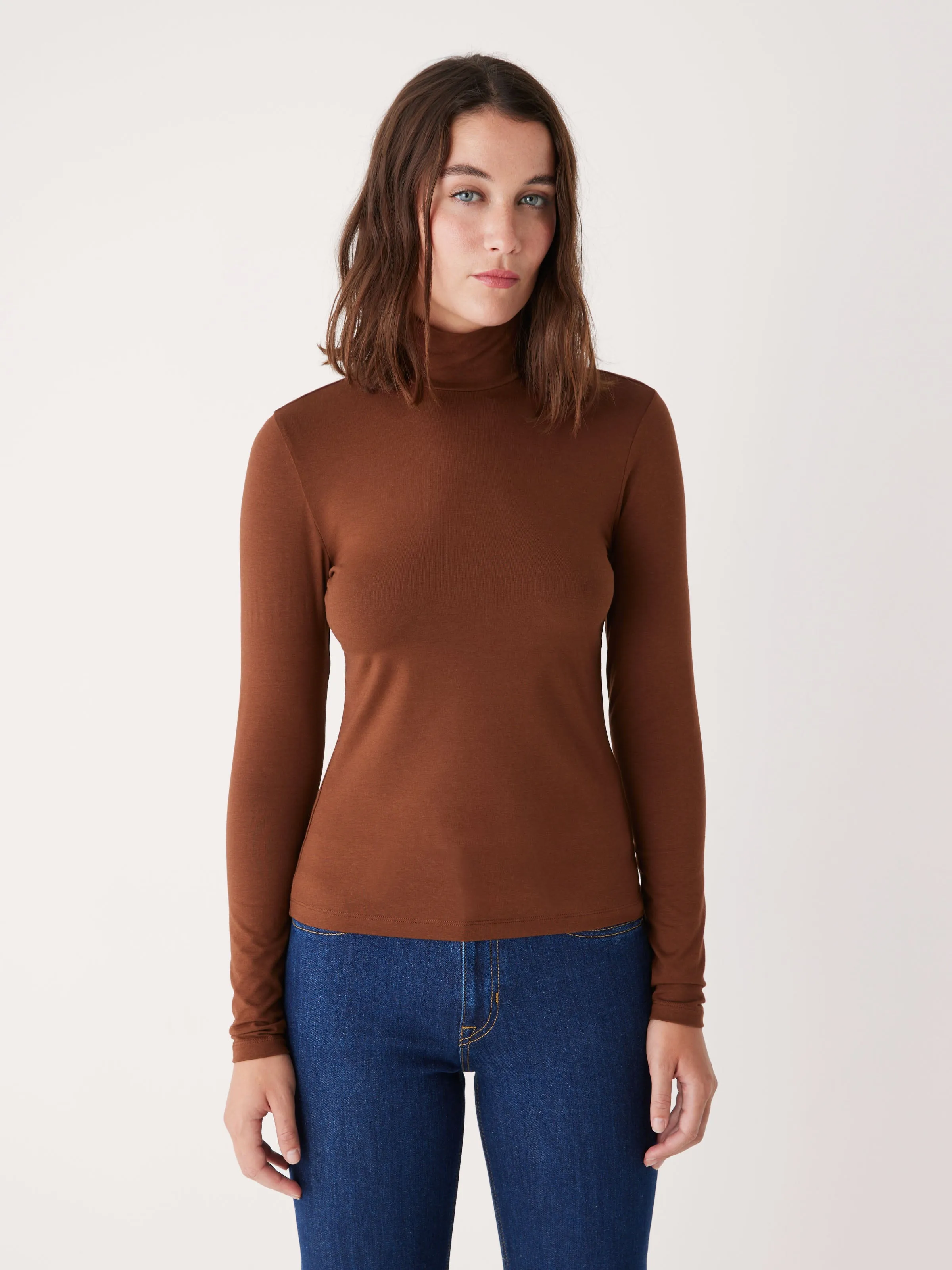 The Essential Long Sleeve Mockneck in Cappuccino