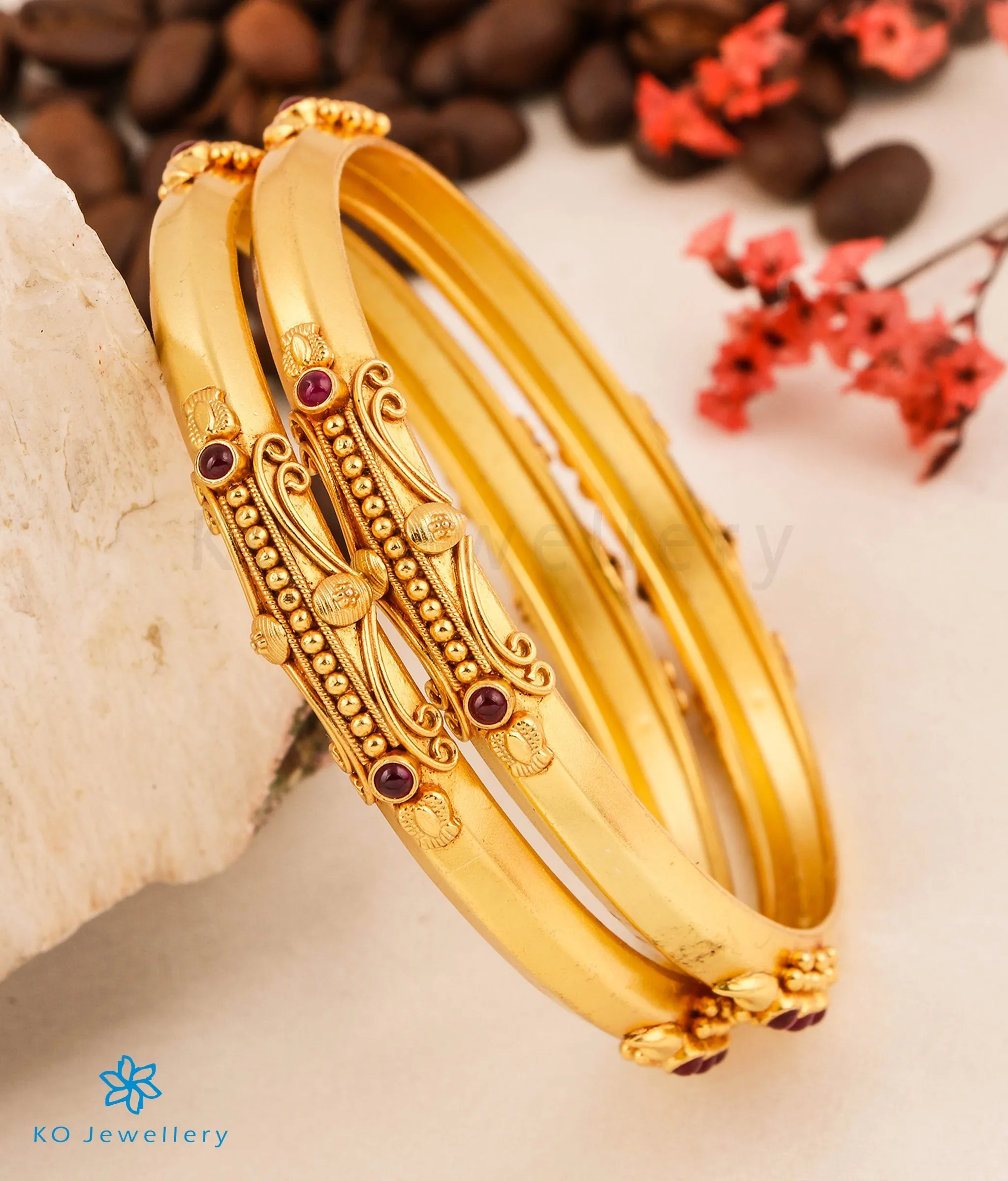 The Kumudini Antique Silver Coorgi Bangle (Size2.4)