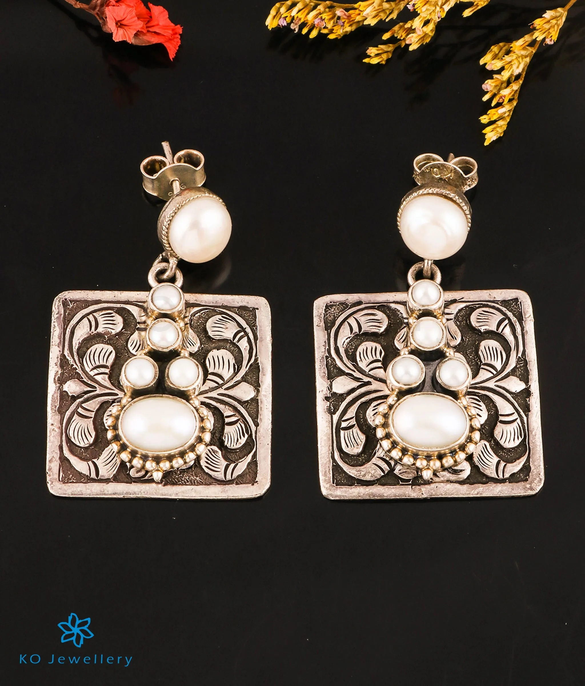 The Unnati Silver Pearl Earrings