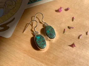 Tibetan Turquoise Akoni Earrings - Oval