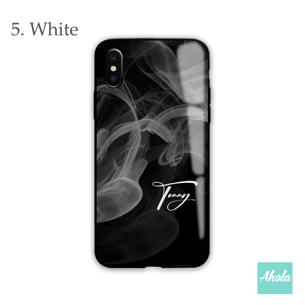 【Tinted Smoke】Black bumper tempered glass phone Case 有色煙霧全包邊玻璃名字電話殼