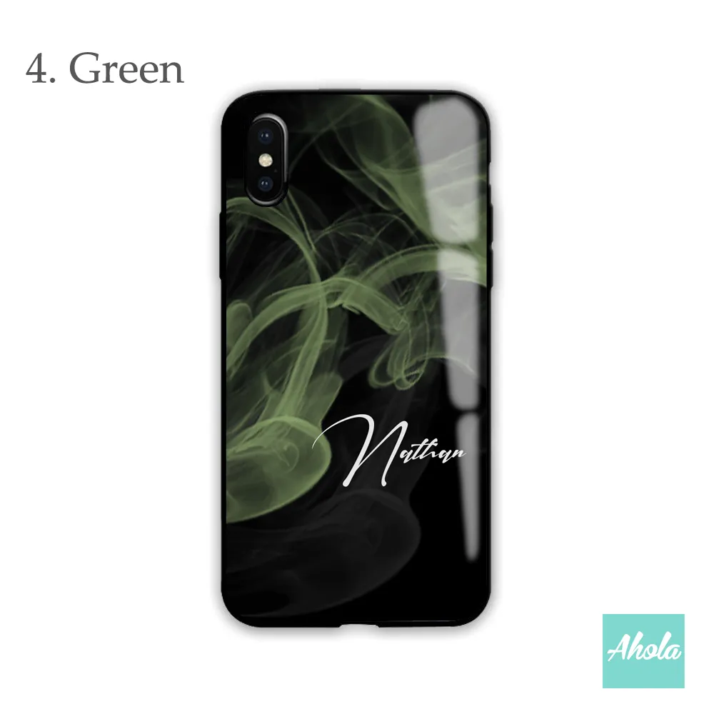 【Tinted Smoke】Black bumper tempered glass phone Case 有色煙霧全包邊玻璃名字電話殼