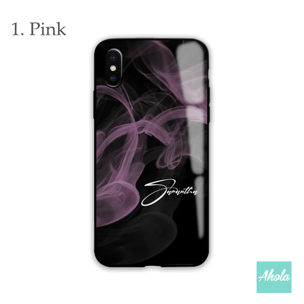 【Tinted Smoke】Black bumper tempered glass phone Case 有色煙霧全包邊玻璃名字電話殼