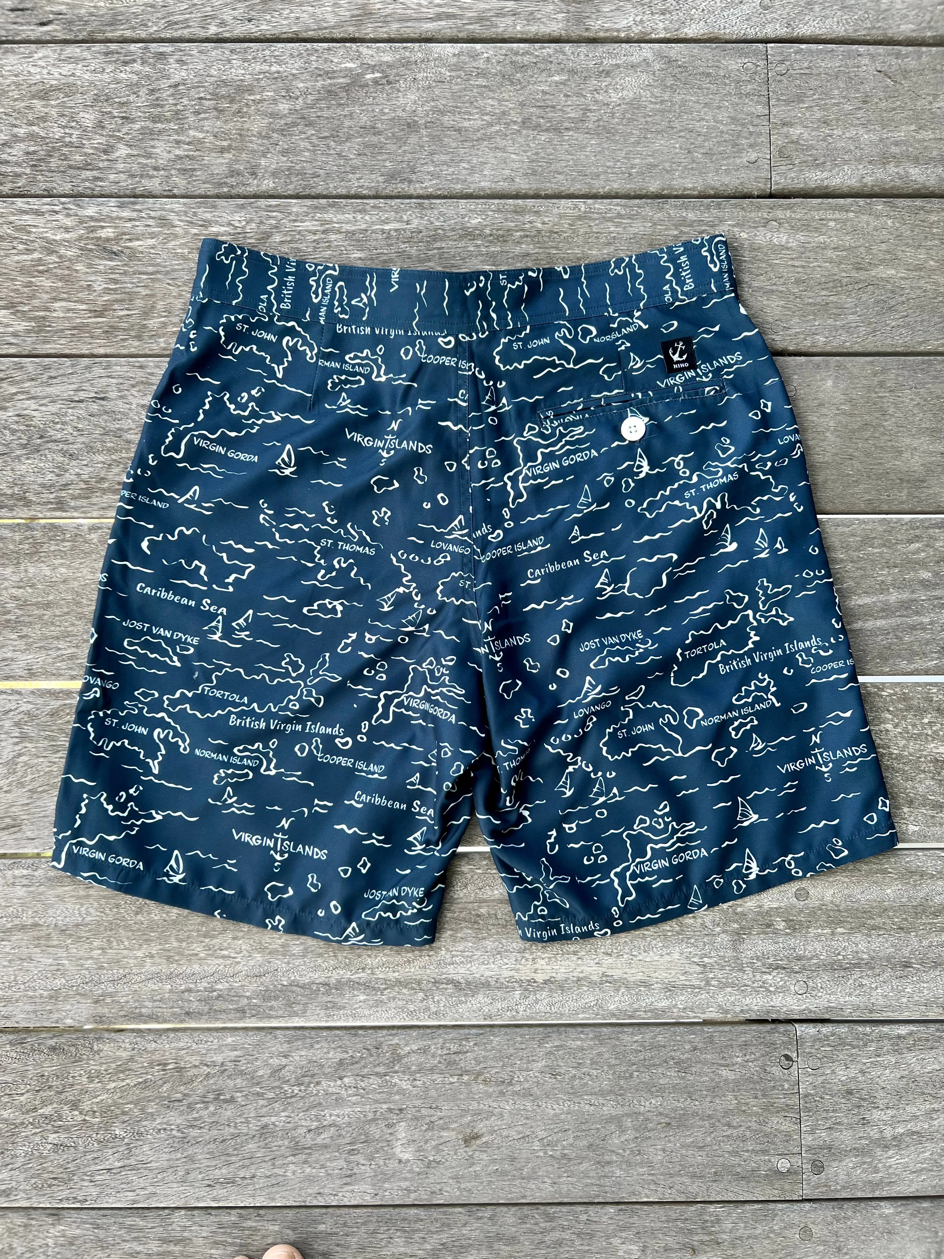 Tobago Board Short - VI Map Midnight Blue