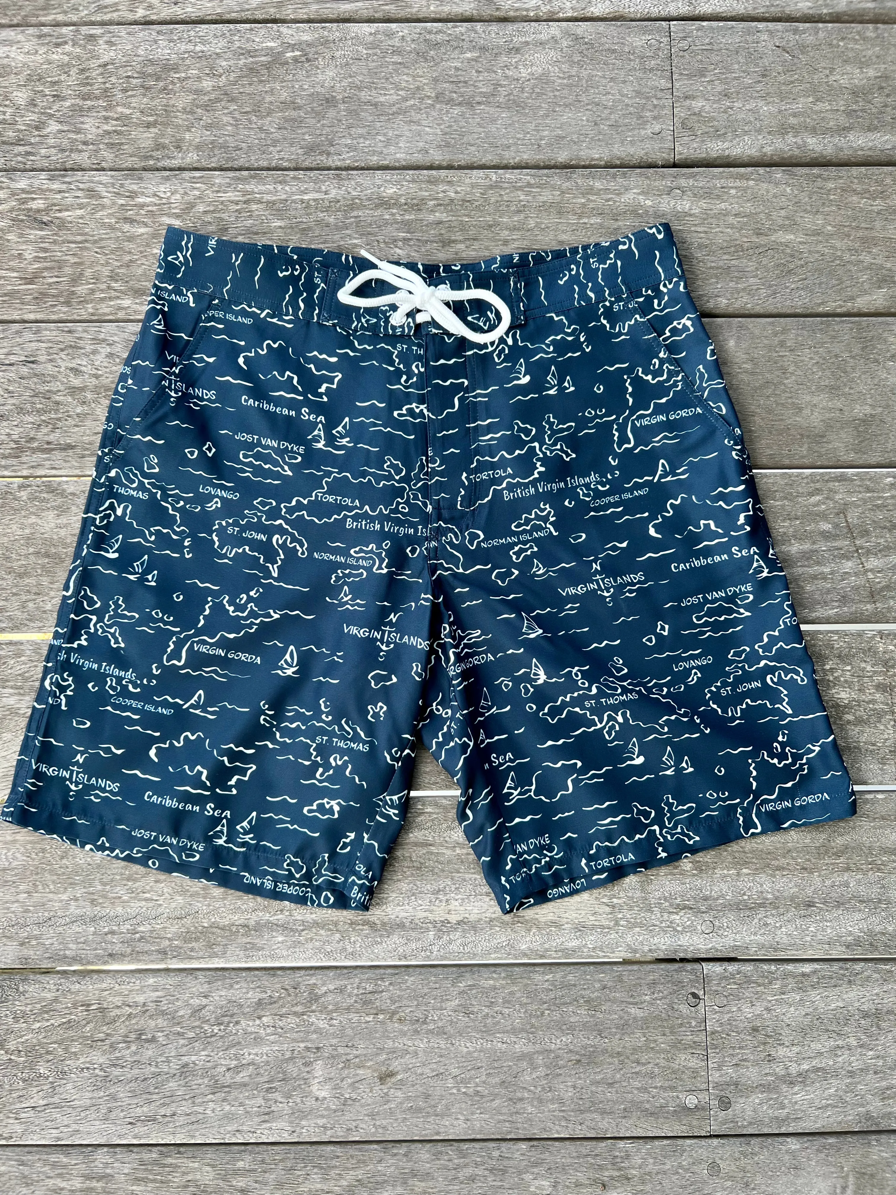 Tobago Board Short - VI Map Midnight Blue