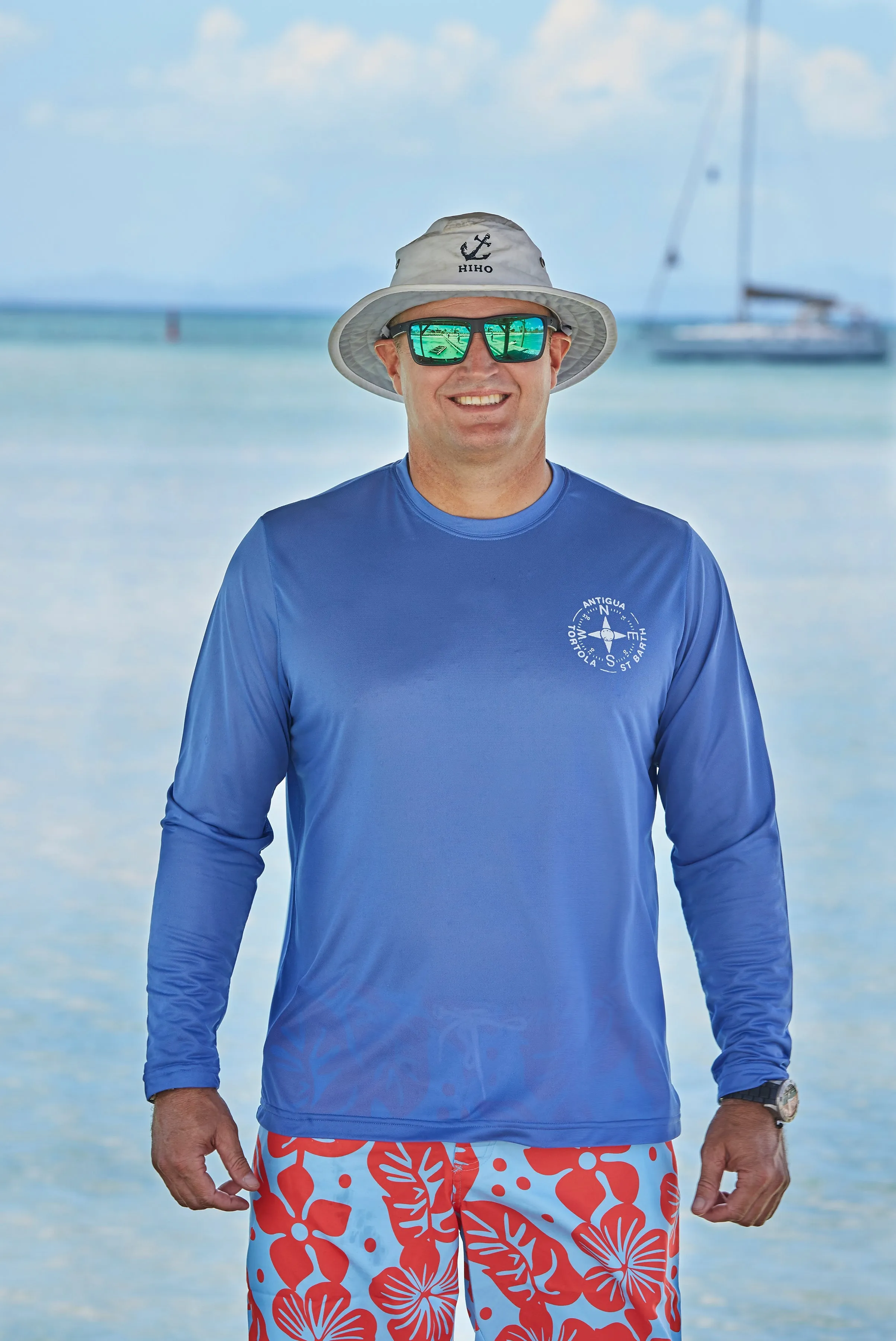 Tortola Compass UPF50 Shirt - Barbuda Blue