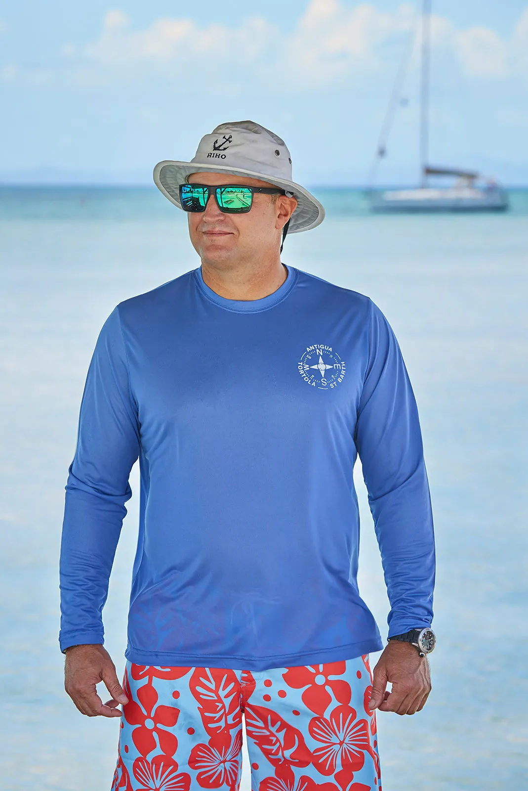 Tortola Compass UPF50 Shirt - Barbuda Blue