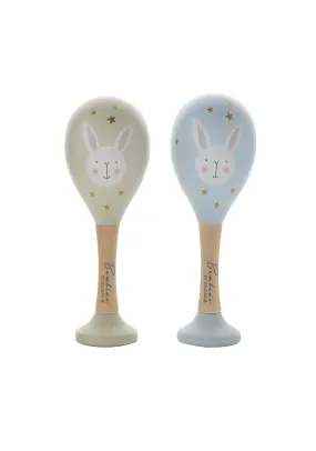 Toy Wooden Maracas Rabbit - Blue