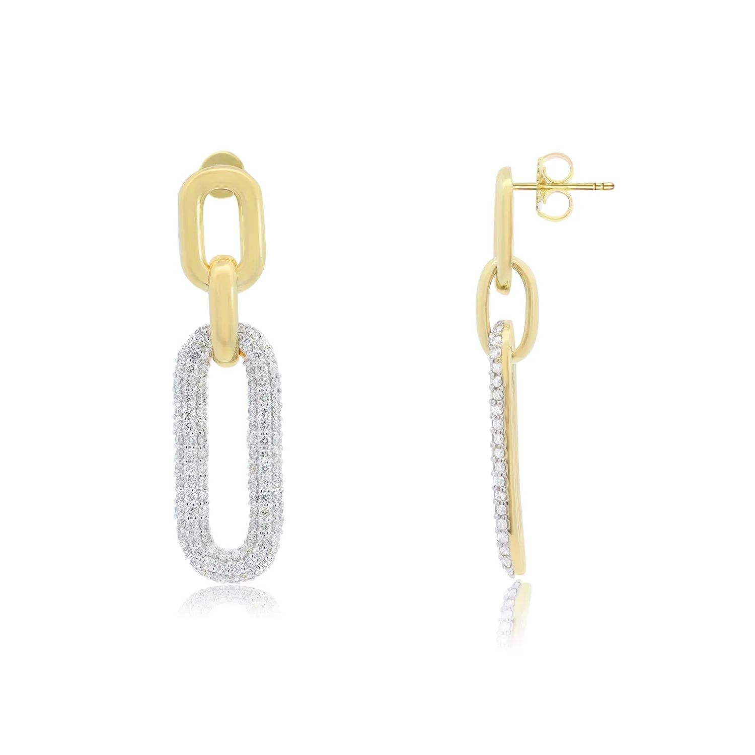 Triple Link Diamond Paperclip Earrings