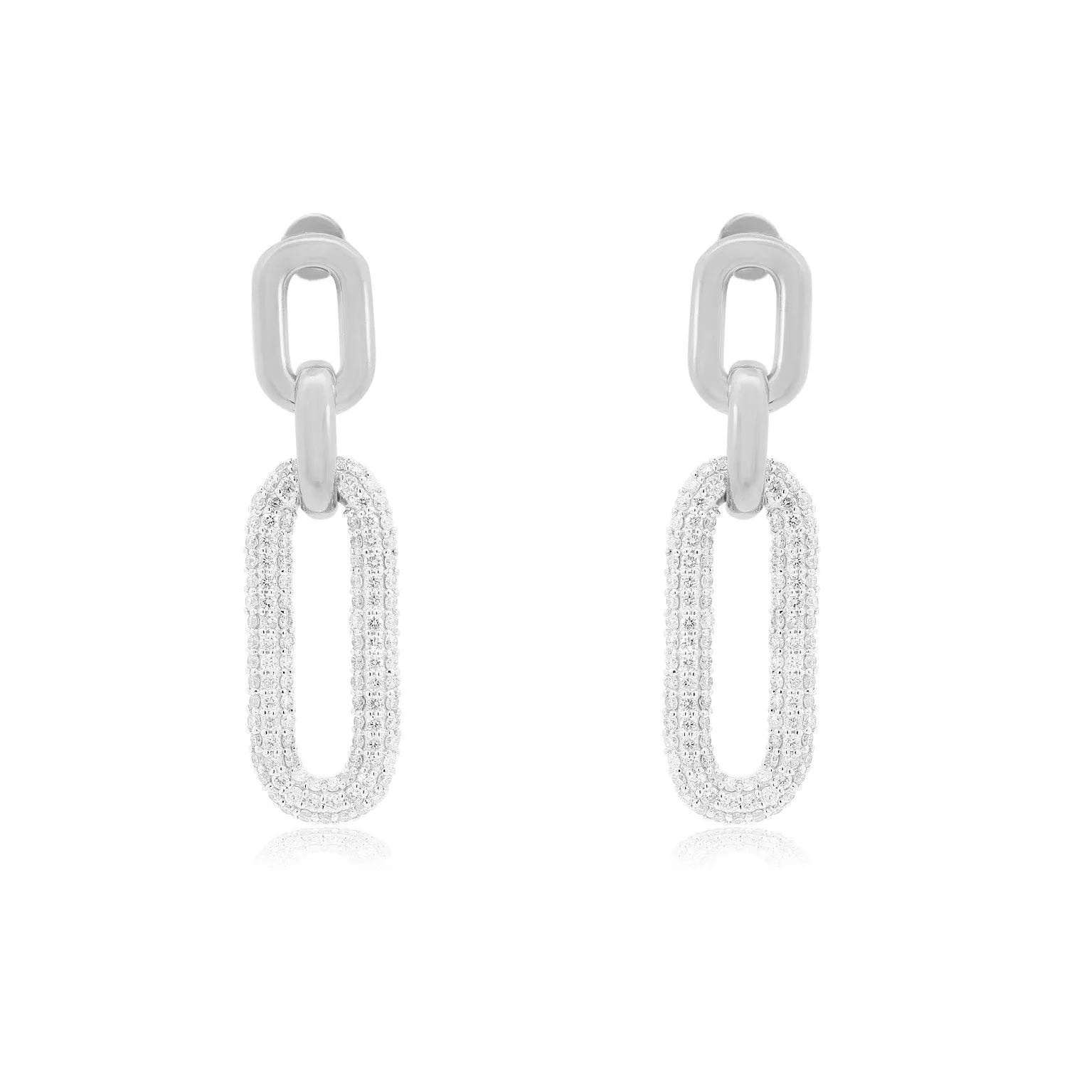 Triple Link Diamond Paperclip Earrings