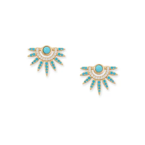 Turquoise CZ Spike Earrings- M H W ACCESSORIES