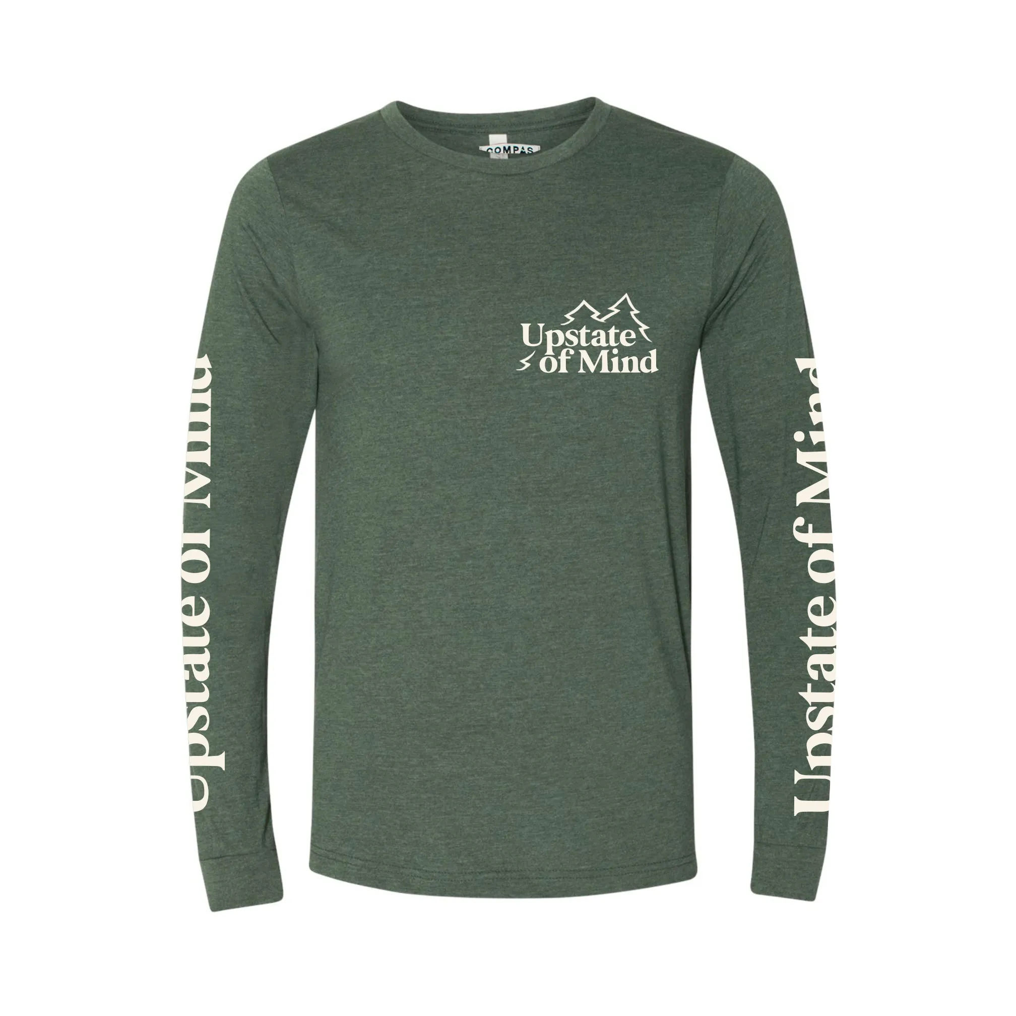 Upstate of Mind Pine Tree Longsleeve Tee - Forest Green