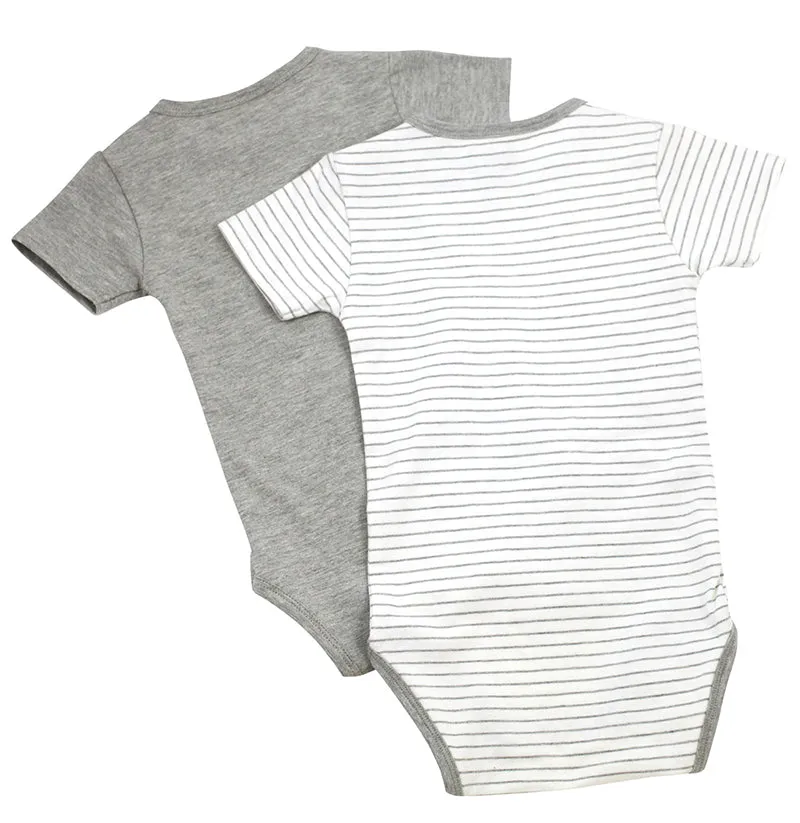 Venice Stripe Jersey Short Sleeve Romper Bodysuit - 2 Pack (2 Colors)