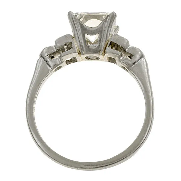 Vintage Asscher Cut Engagement Ring Step Sides, 2.01ct.