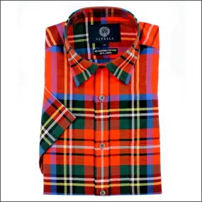 Viyella Royal Stewart Tartan Supima Cotton & Linen SS.