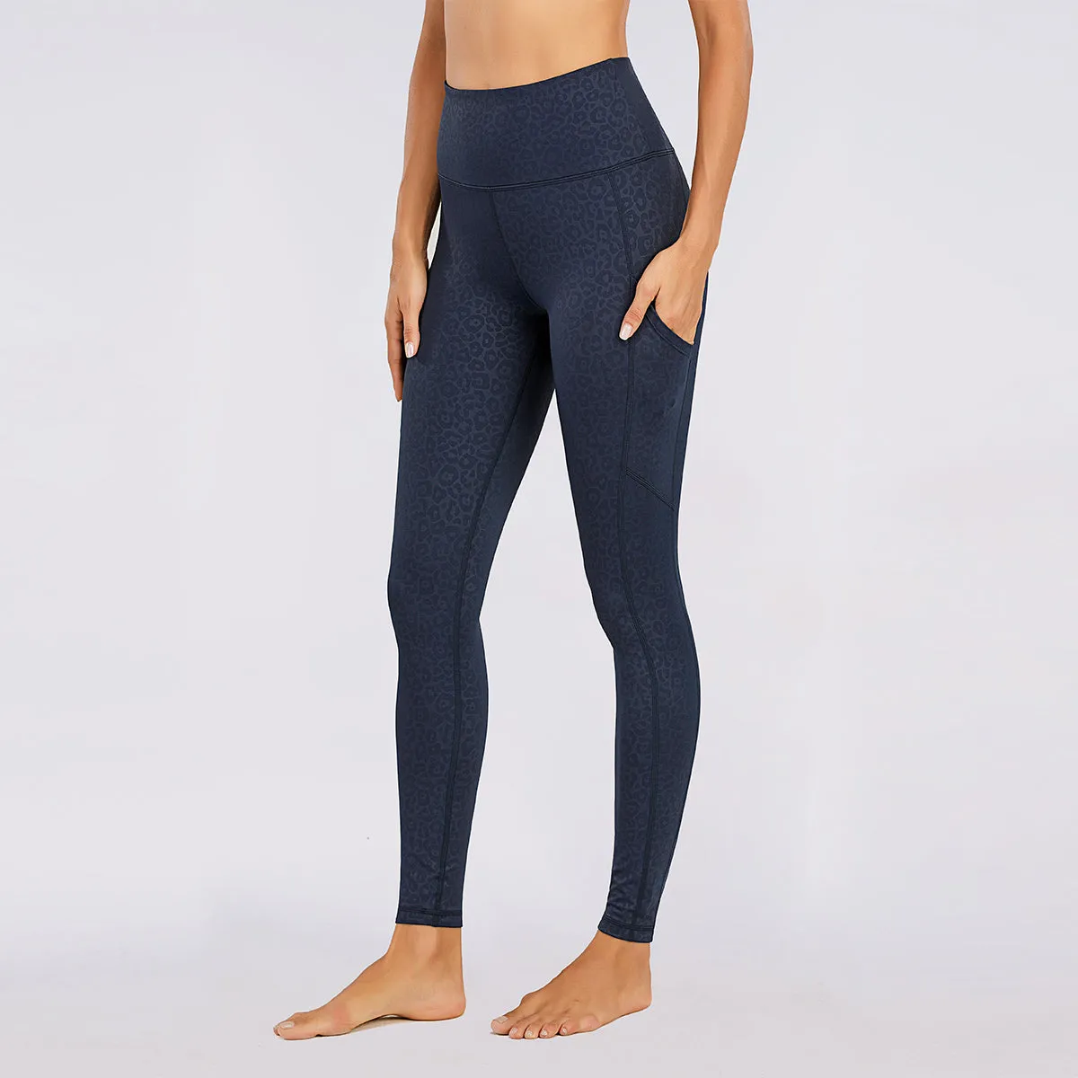 Women's Nabtos® Performance Activewear Yoga High-Waisted Leggings- Embossing Navy