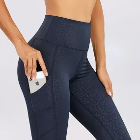 Women's Nabtos® Performance Activewear Yoga High-Waisted Leggings- Embossing Navy