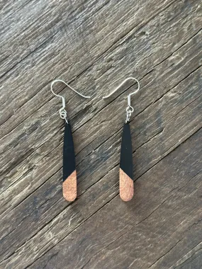 Wooden Drop Earrings - Long Teardrop