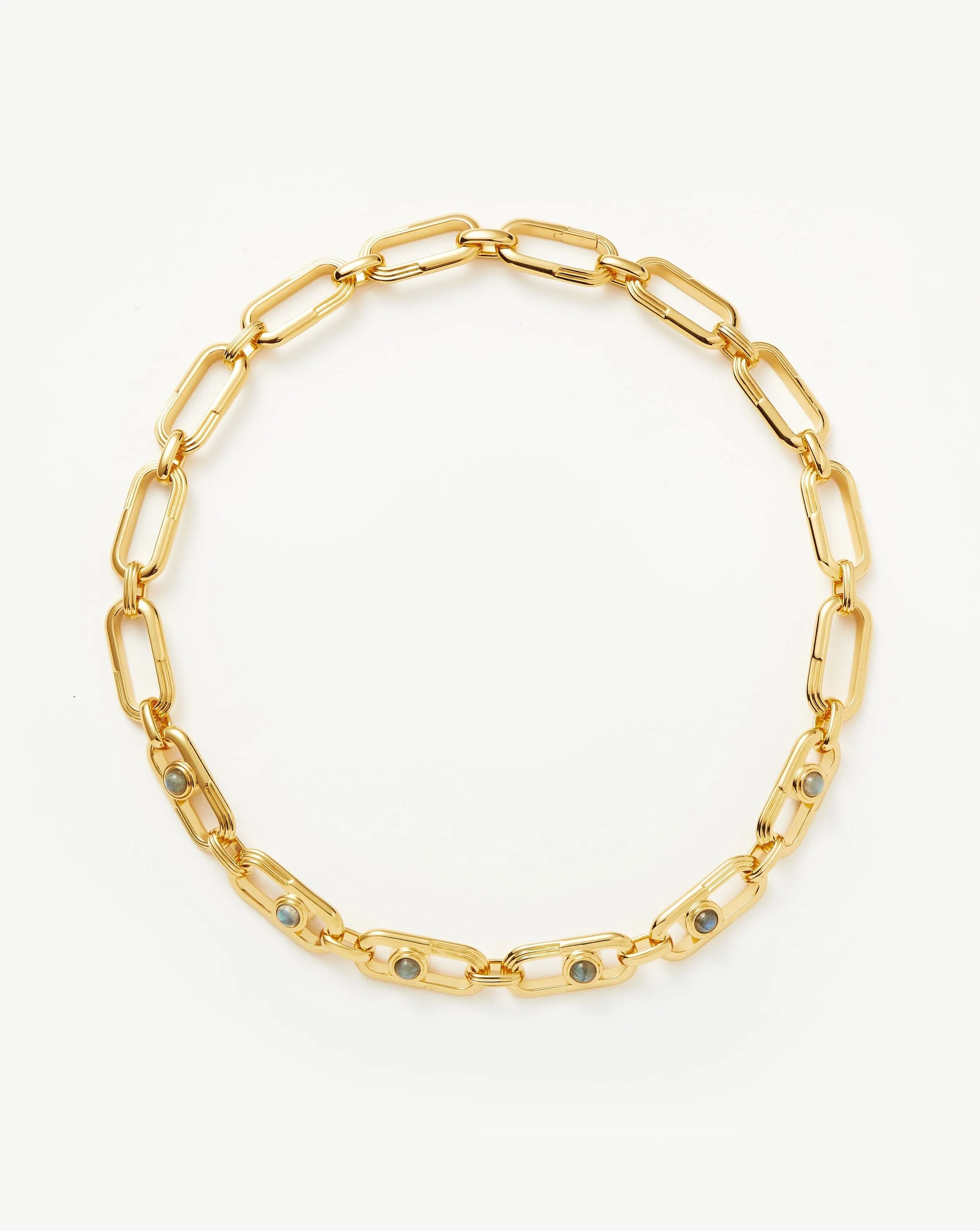 Zenyu Link Gemstone Chunky Chain Choker | 18ct Gold Plated/Labradorite